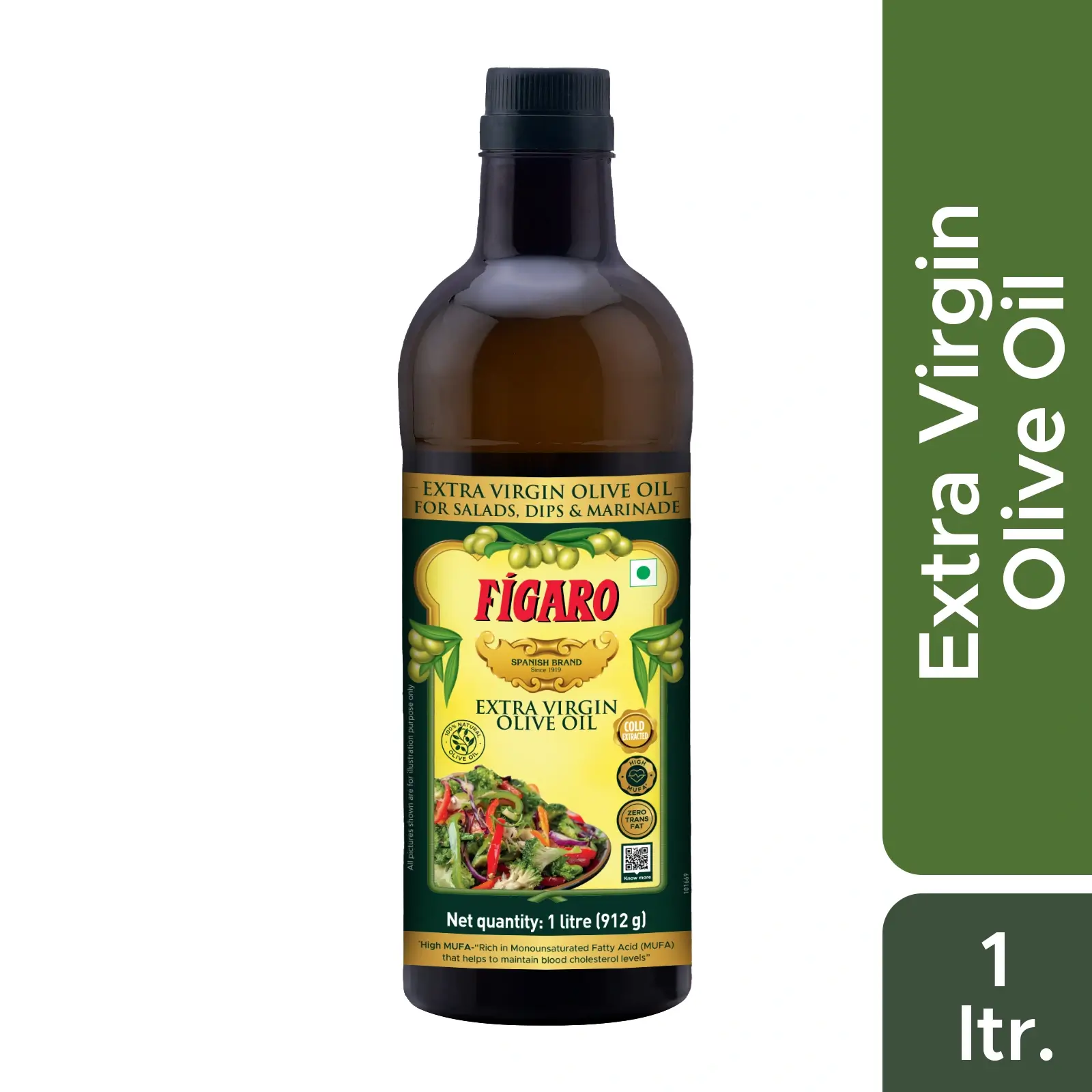 Figaro Extra Virgin Olive Oil - 1L - For salads, Dips & Marinades